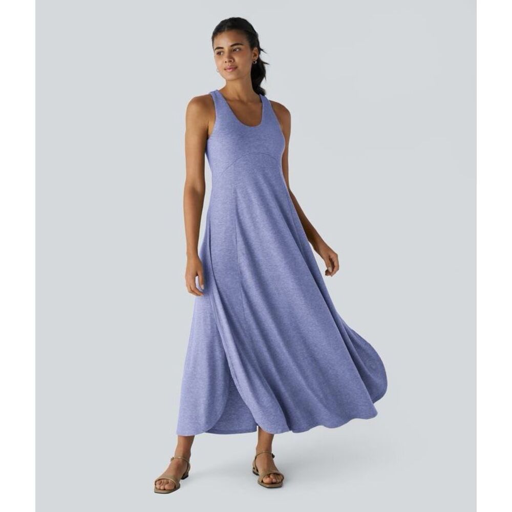 Halara Dress U Neck Flowy Maxi NEW Casual Tank‎ Purple Medium